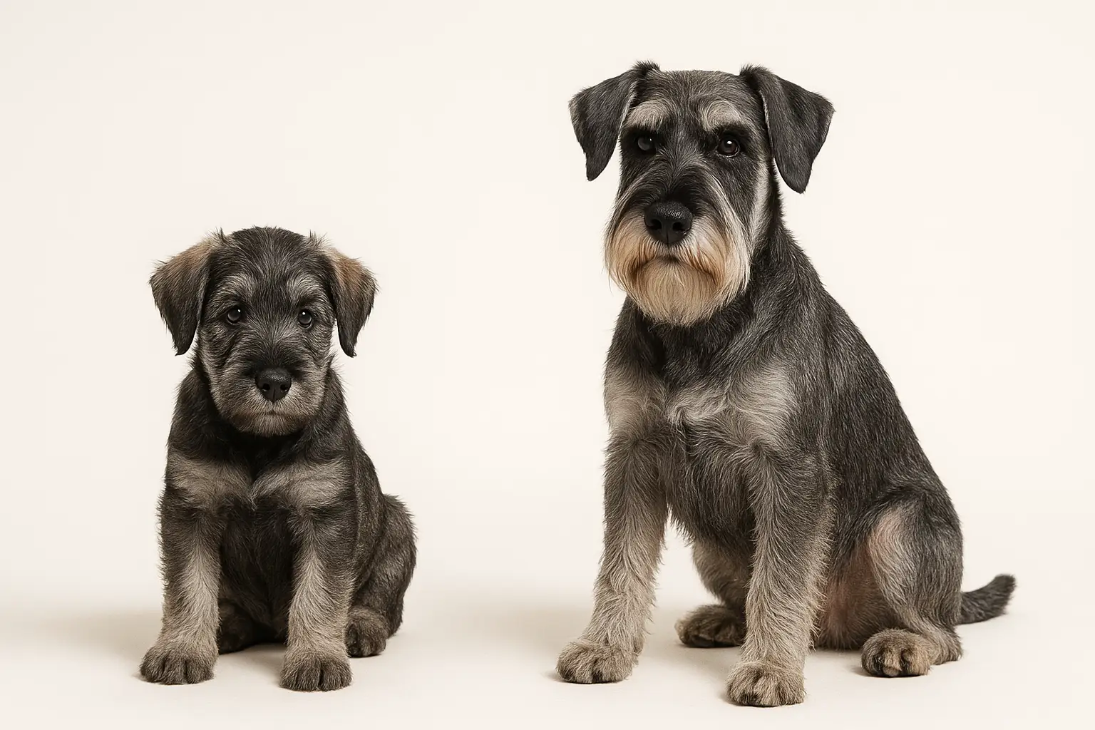 Standard Schnauzer puppy and adult — breed longevity visual