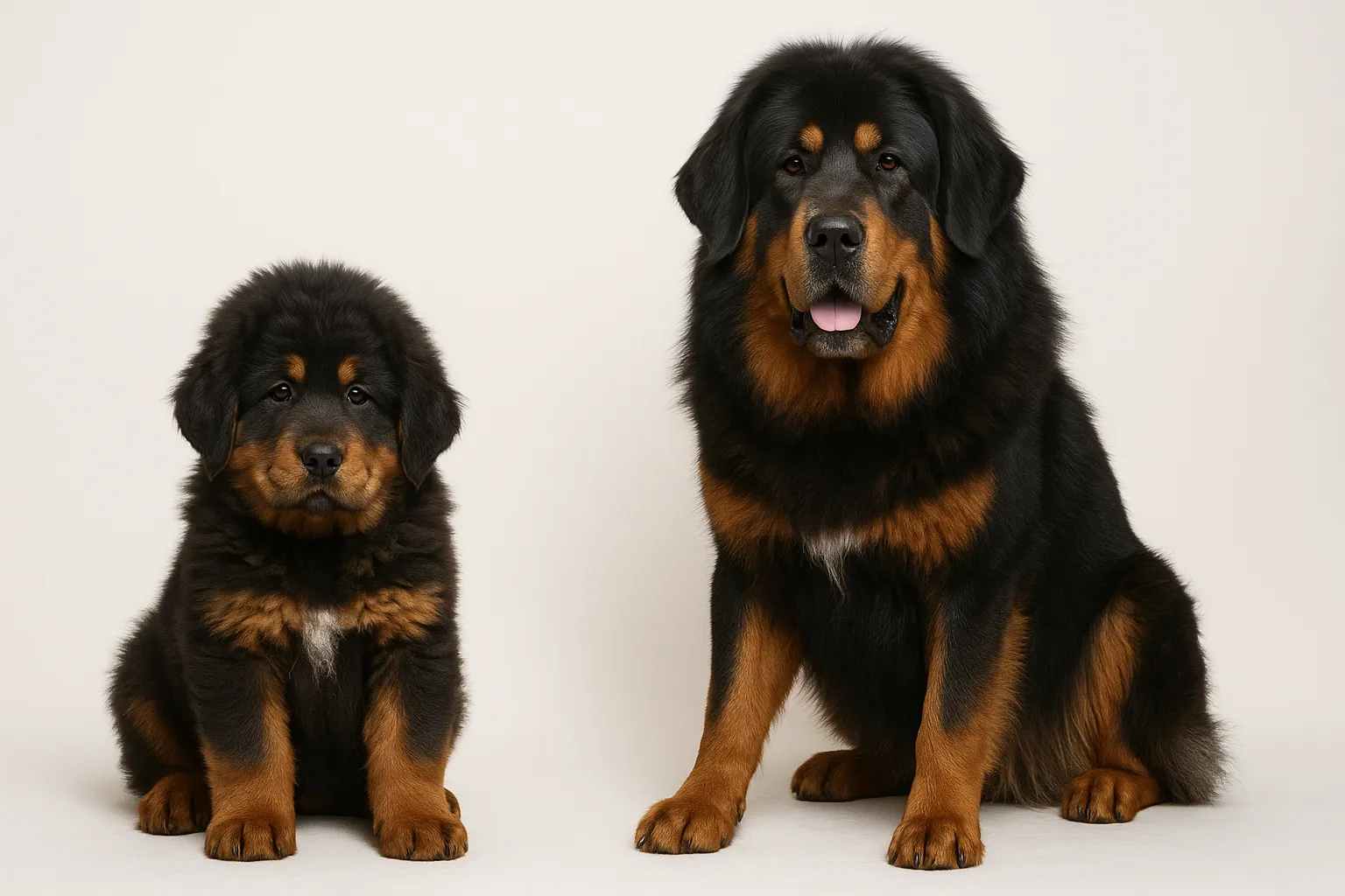 Tibetan Mastiff puppy and adult — breed longevity visual