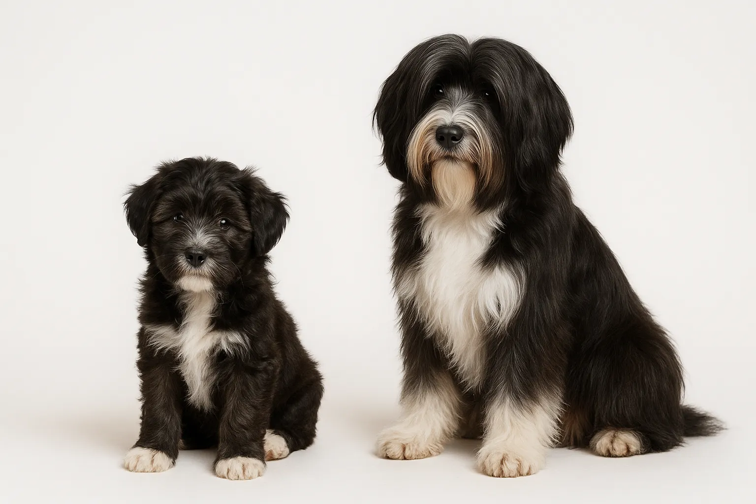 Tibetan Terrier puppy and adult — breed longevity visual