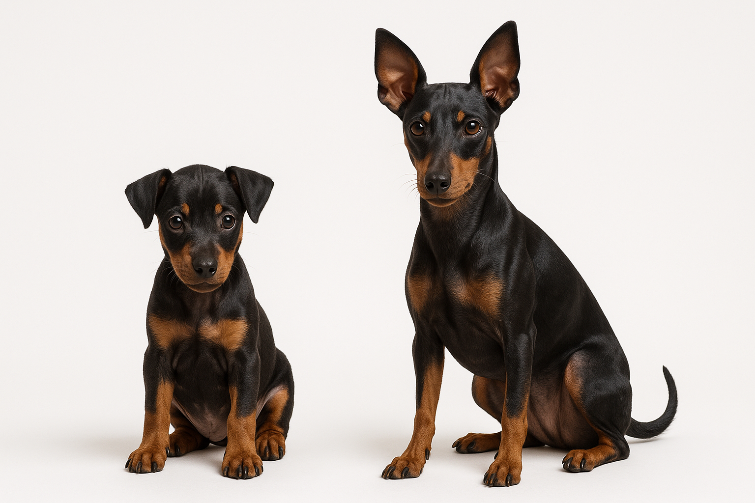 Toy Manchester Terrier puppy and adult — breed longevity visual