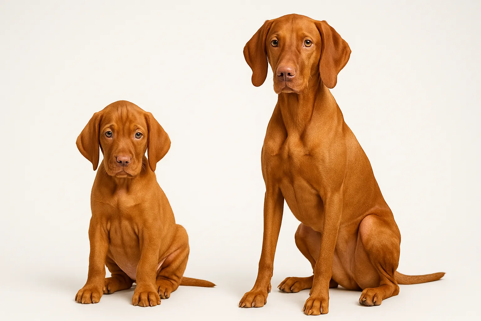 Vizsla puppy and adult — breed longevity visual