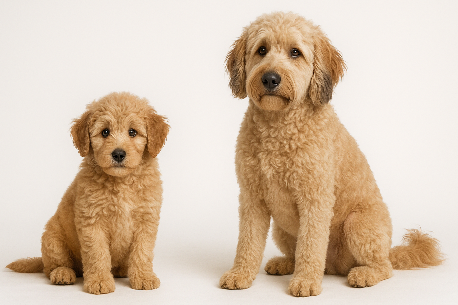 Whoodle puppy and adult — breed longevity visual