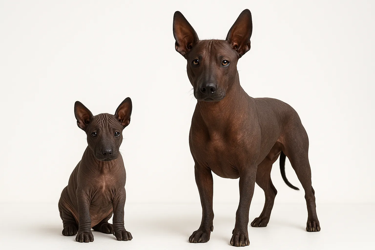 Xoloitzcuintli puppy and adult — breed longevity visual